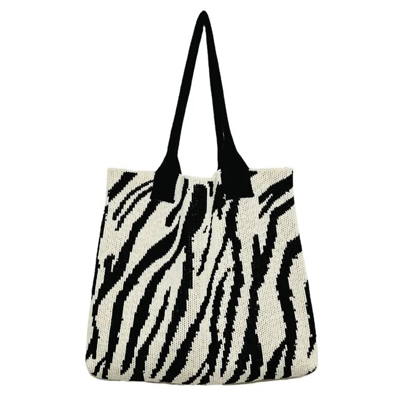 Zebra Pattern Crochet Tote Bag
