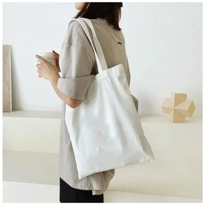 Large Capacity Black and White Canvas Shoulder Tote Bag