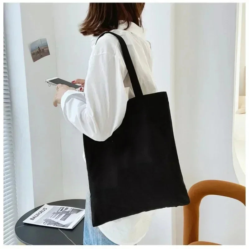 Large Capacity Black and White Canvas Shoulder Tote Bag
