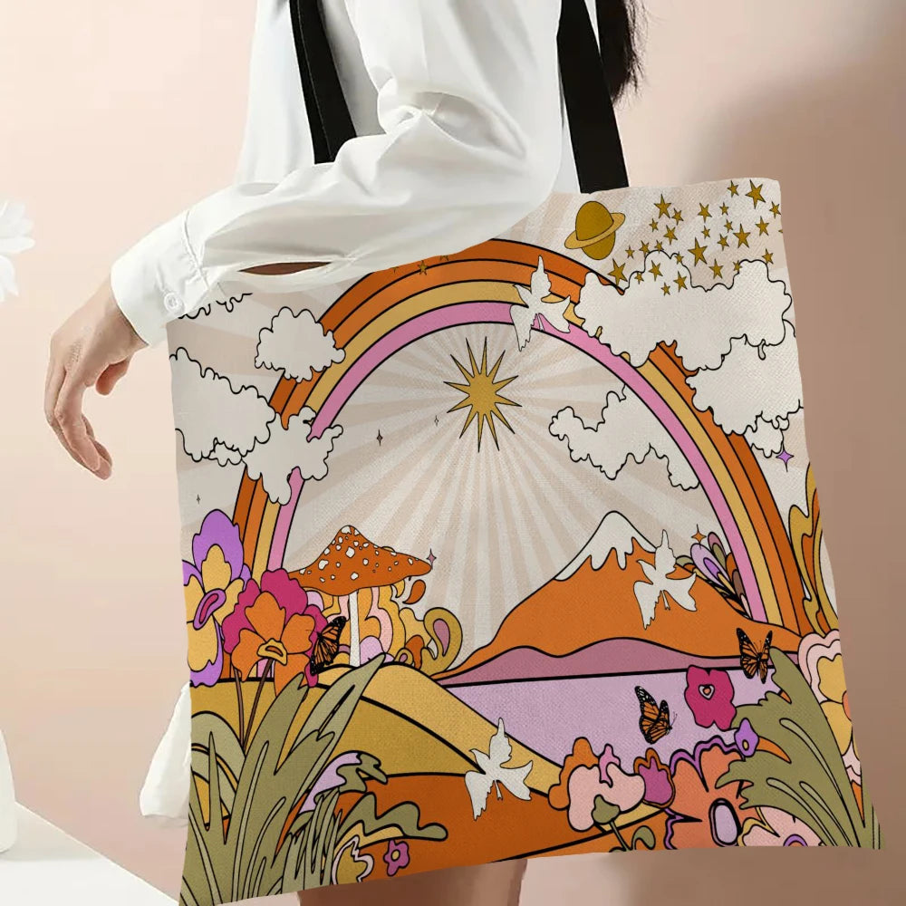 Reusable Mushroom Print Tote Bag