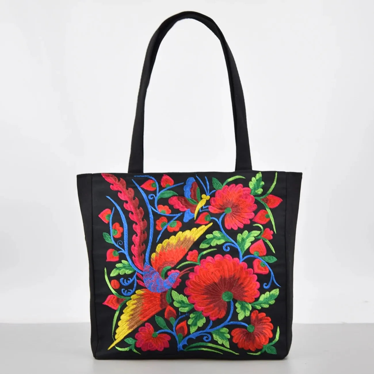 Flower Embroidery Canvas Tote Bag