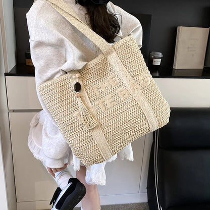 Large Woven Straw Tote Bag