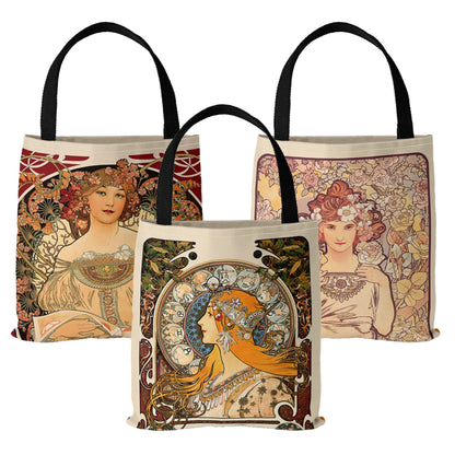 Mucha Series Digital Print Tote