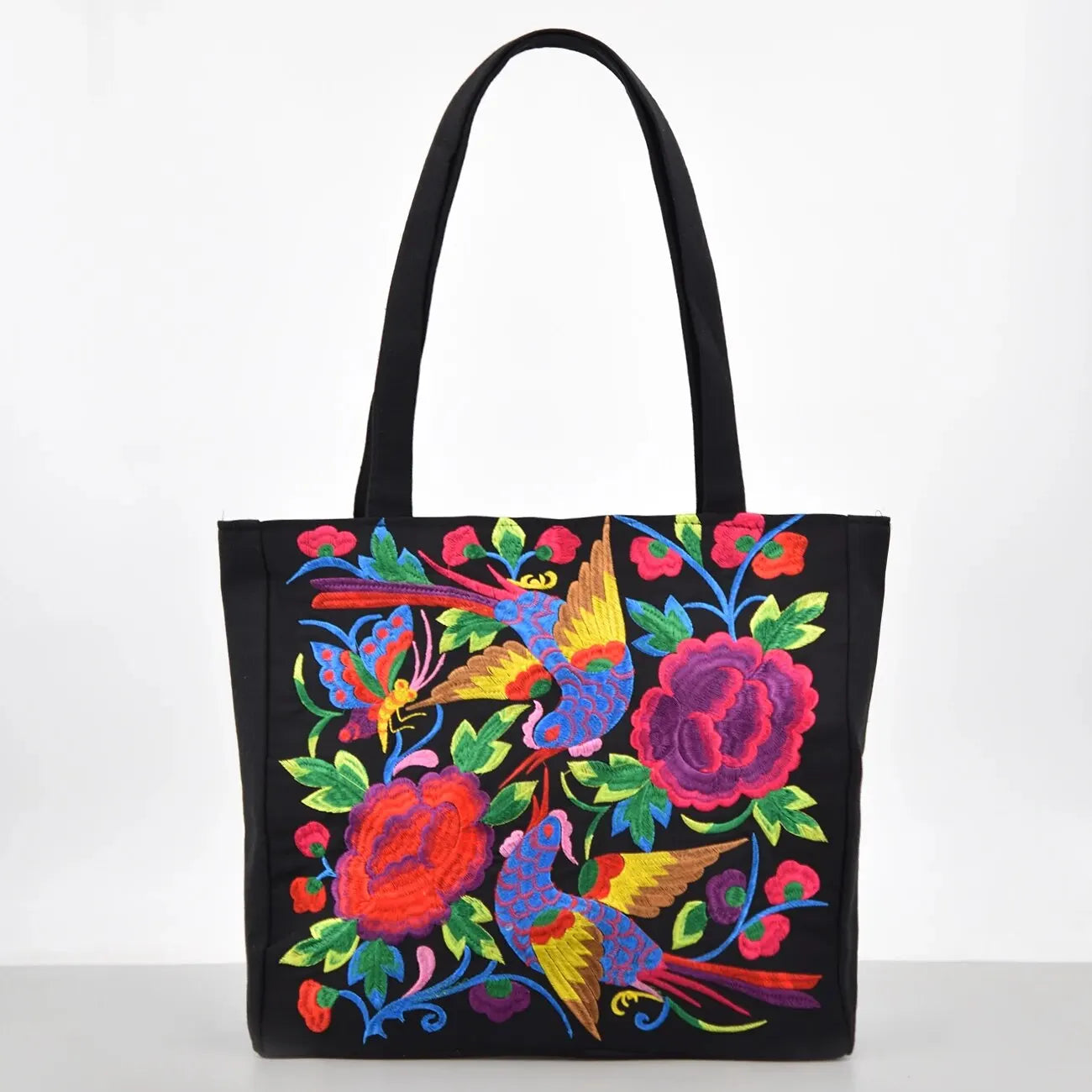 Flower Embroidery Canvas Tote Bag