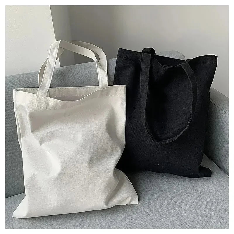 Large Capacity Black and White Canvas Shoulder Tote Bag
