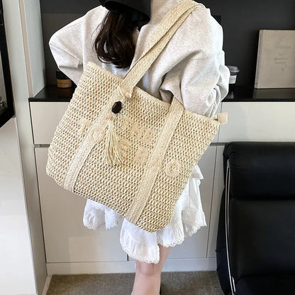 Large Woven Straw Tote Bag