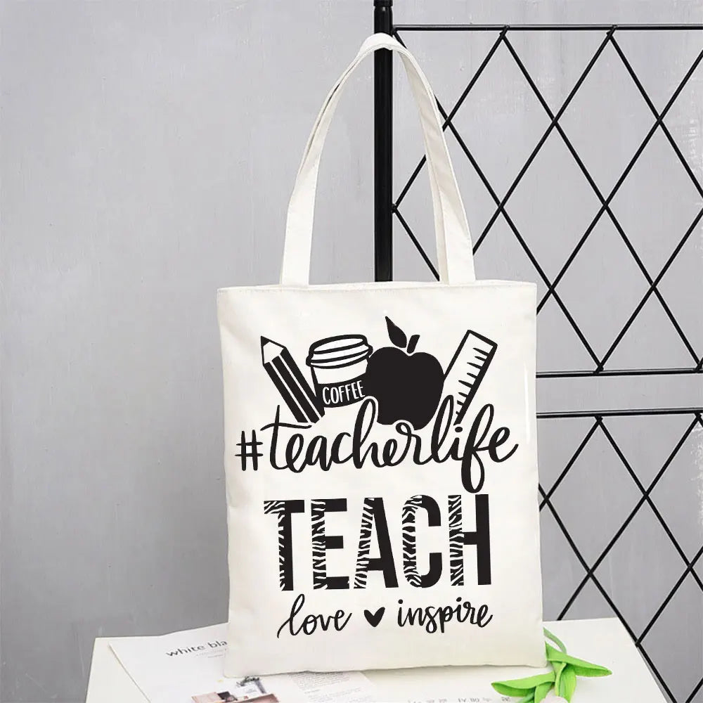 Teacher Love Inspire Canvas Tote Bag