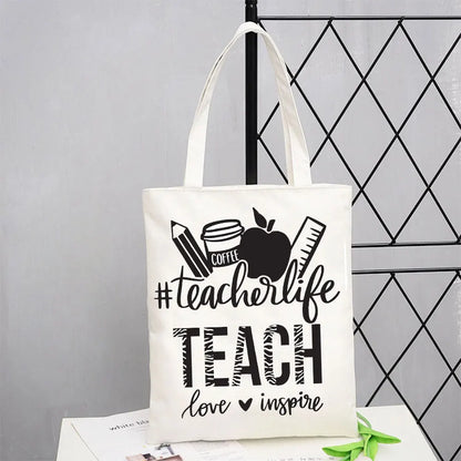 Teacher Love Inspire Canvas Tote Bag