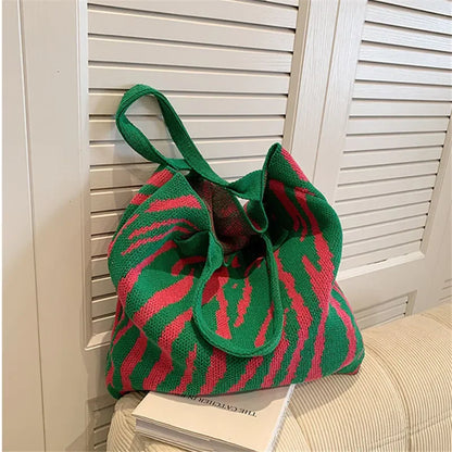 Zebra Pattern Crochet Tote Bag