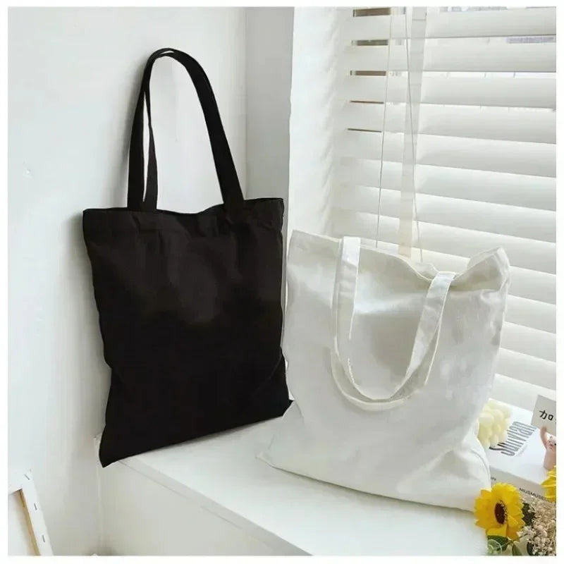 Large Capacity Black and White Canvas Shoulder Tote Bag