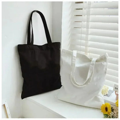 Large Capacity Black and White Canvas Shoulder Tote Bag