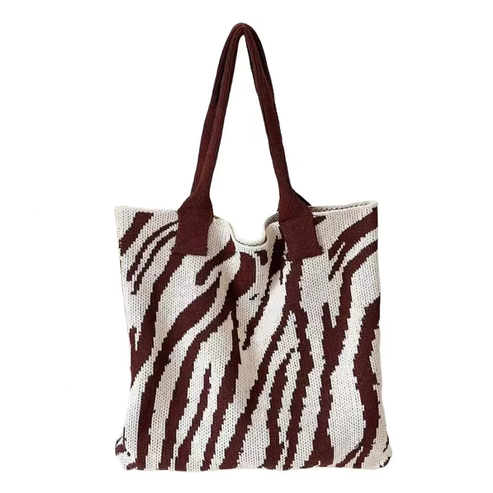 Zebra Pattern Crochet Tote Bag