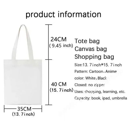 Kawaii Black Cat Graphic Tote Bag