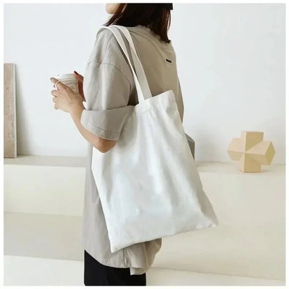 Large Capacity Black and White Canvas Shoulder Tote Bag