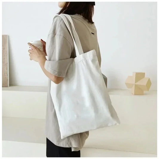 Large Capacity Black and White Canvas Shoulder Tote Bag