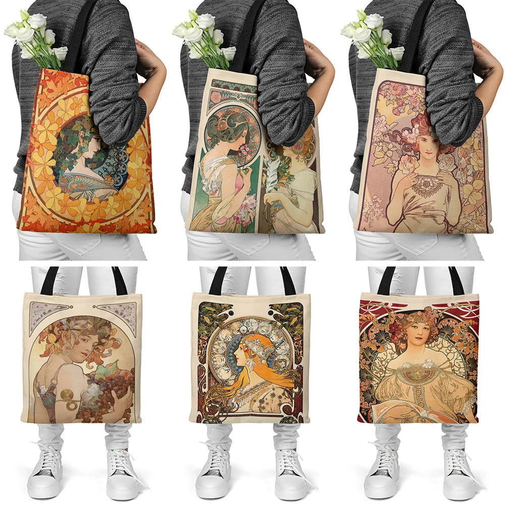 Mucha Series Digital Print Tote