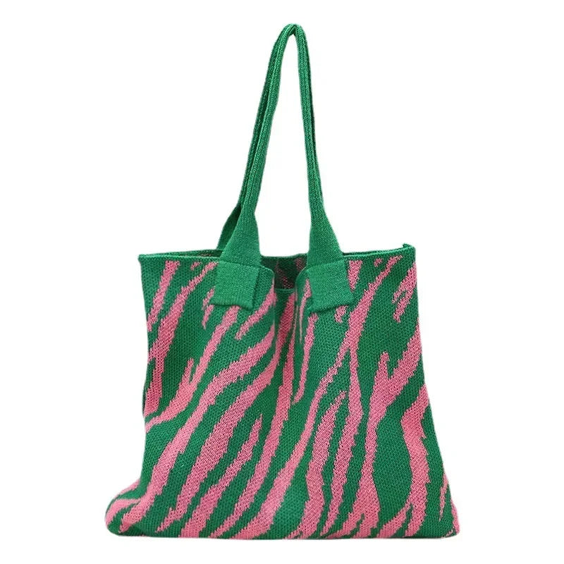 Zebra Pattern Crochet Tote Bag
