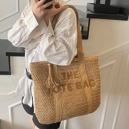 Large Woven Straw Tote Bag