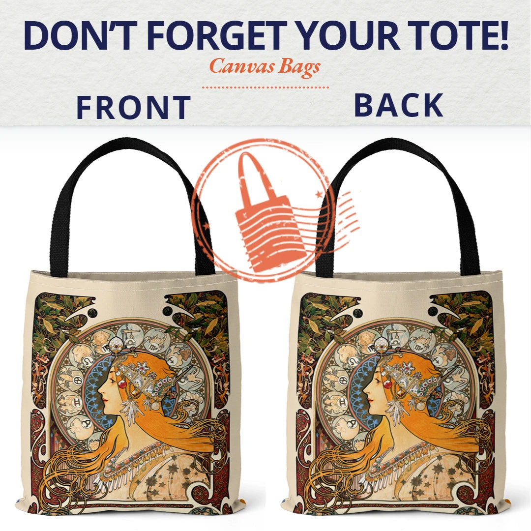 Mucha Series Digital Print Tote