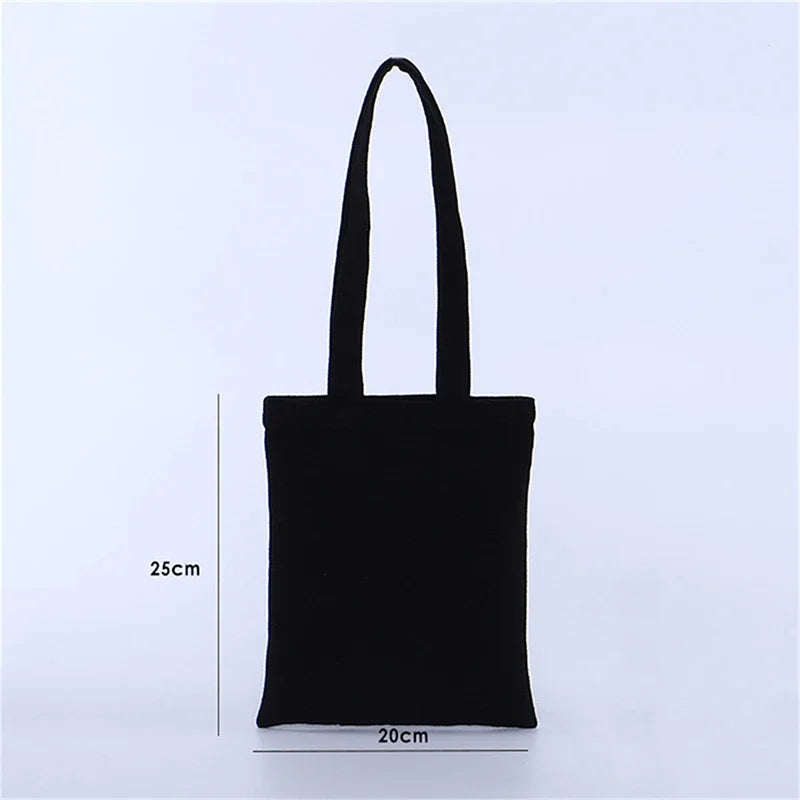 Large Capacity Black and White Canvas Shoulder Tote Bag