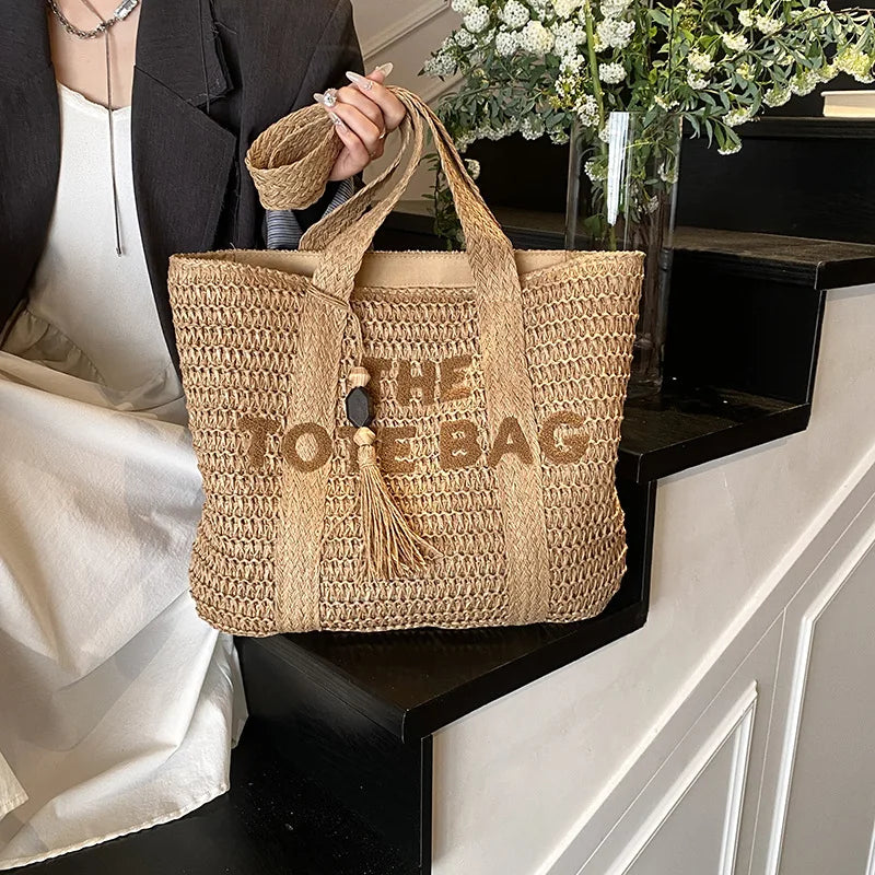 Large Woven Straw Tote Bag