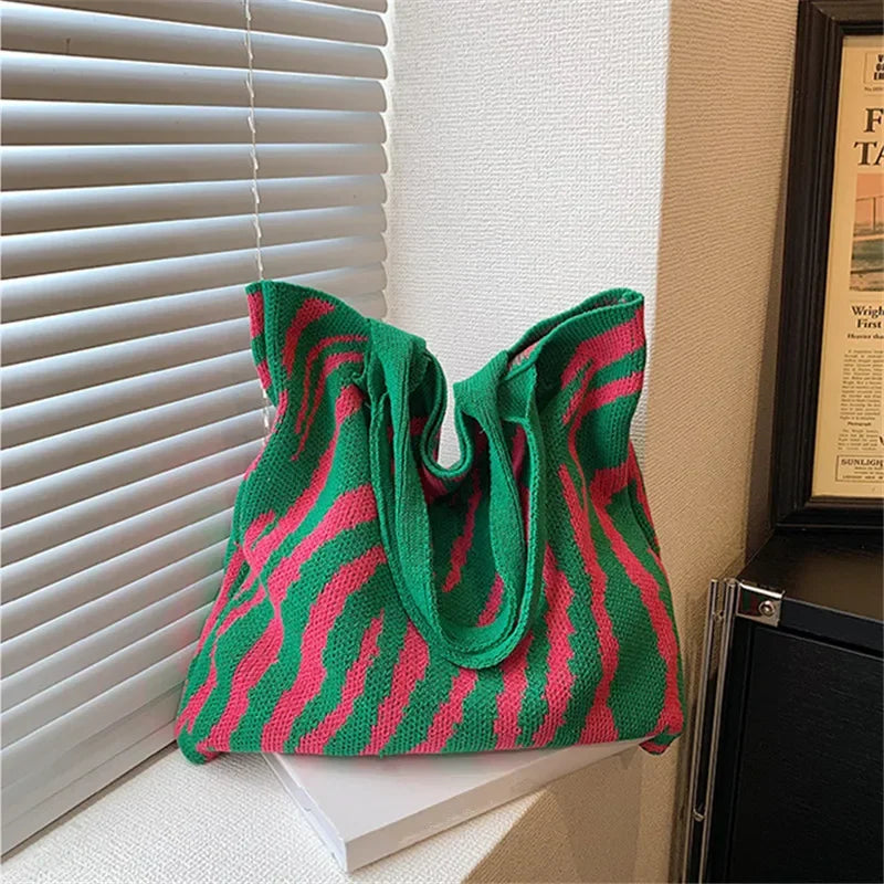 Zebra Pattern Crochet Tote Bag