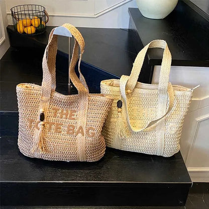 Large Woven Straw Tote Bag